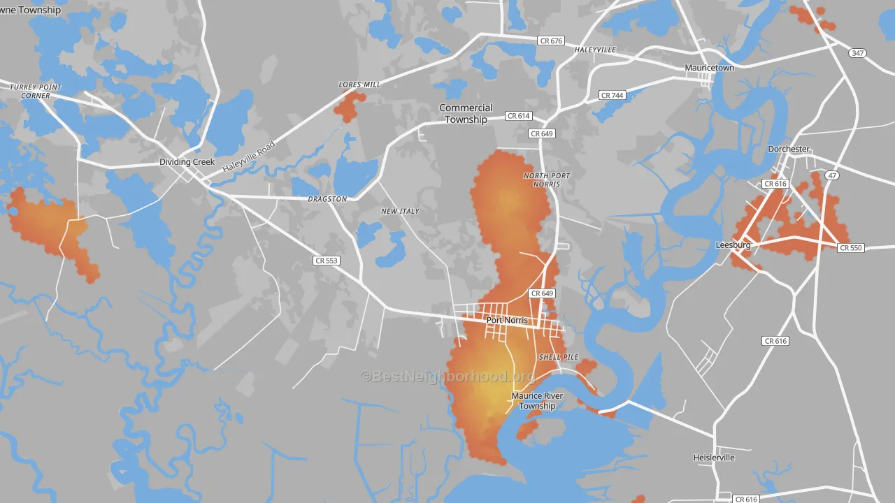 Bike Grade map of Port Norris, NJ