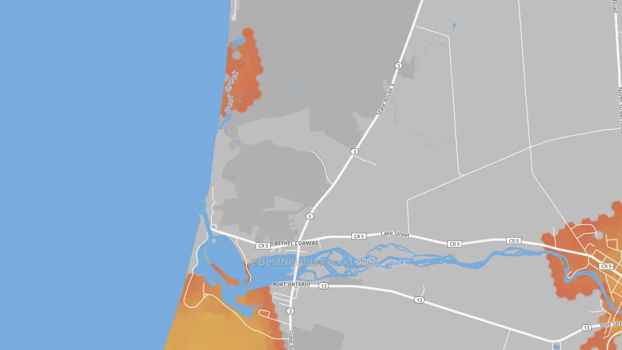 Bike Grade map of Port Ontario, NY