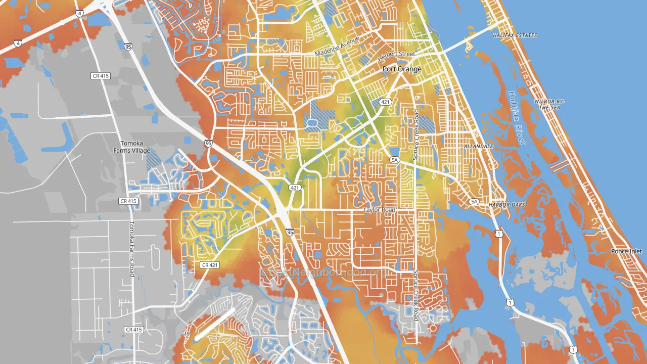 Bike Grade map of Port Orange, FL