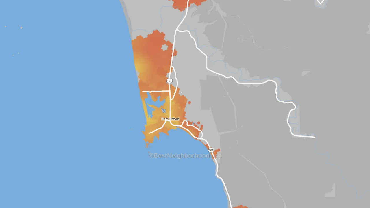 Bike Grade map of Port Orford, OR