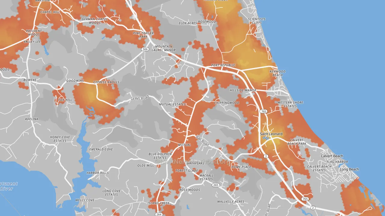 Bike Grade map of Port Republic, MD