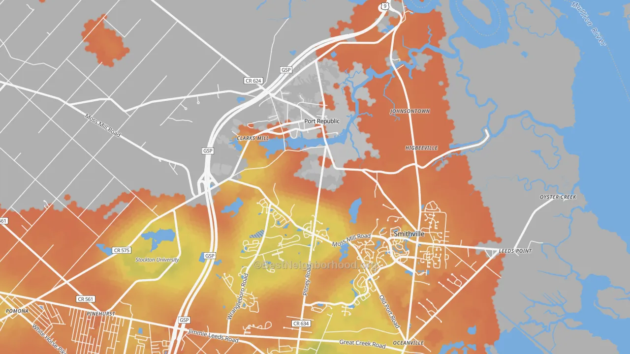 Bike Grade map of Port Republic, NJ