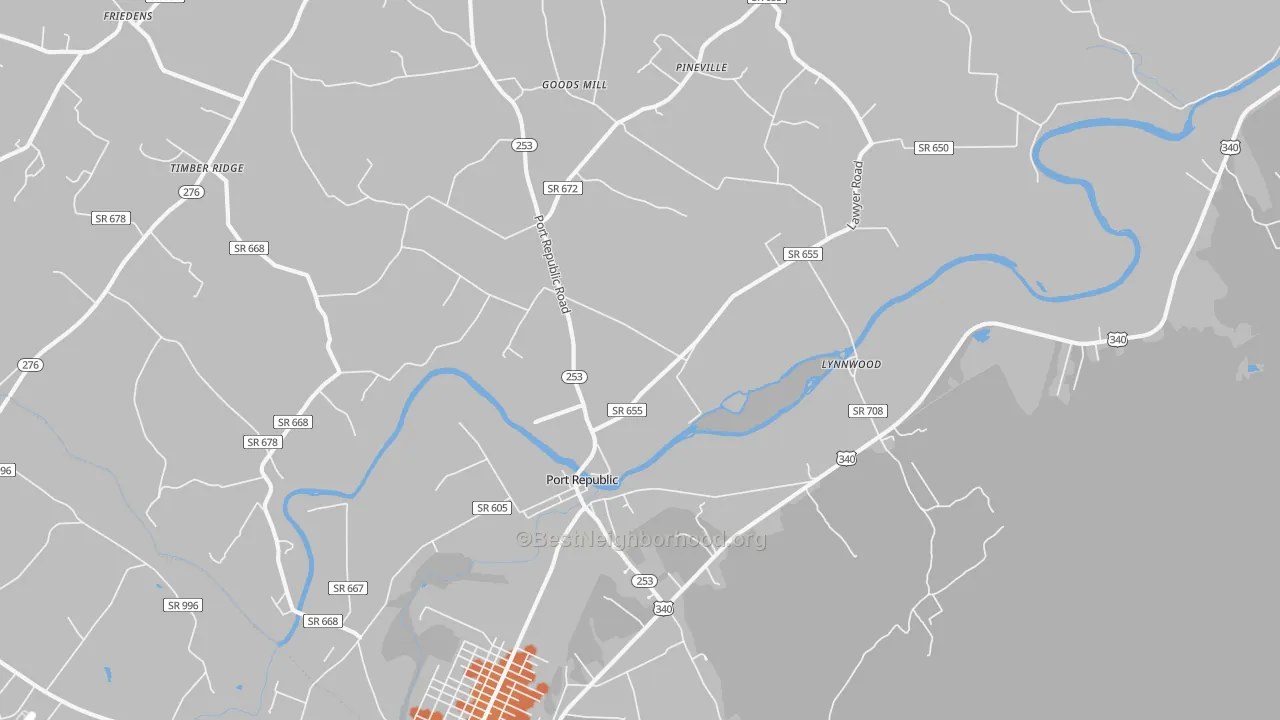 Bike Grade map of Port Republic, VA