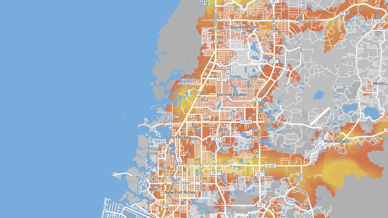 Bike Grade map of Port Richey, FL