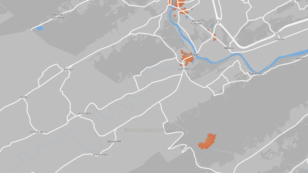 Bike Grade map of Port Royal, PA