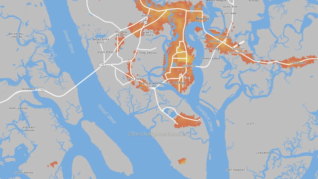 Bike Grade map of Port Royal, SC