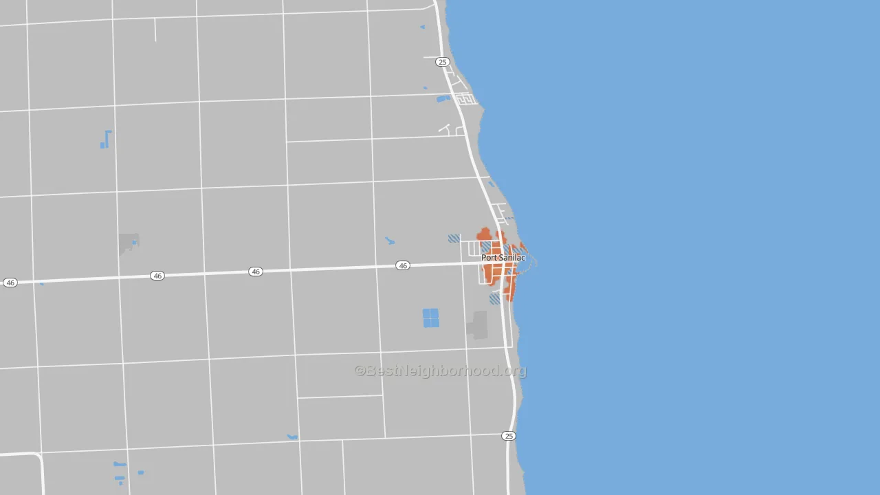 Bike Grade map of Port Sanilac, MI