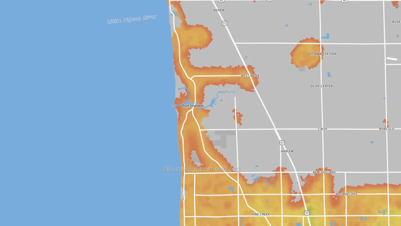 Bike Grade map of Port Sheldon, MI