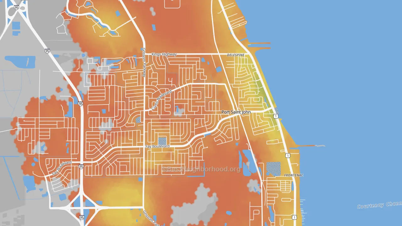 Bike Grade map of Port St. John, FL