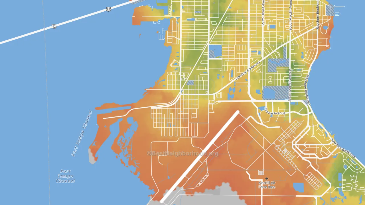 Bike Grade map of Port Tampa City, Tampa, FL