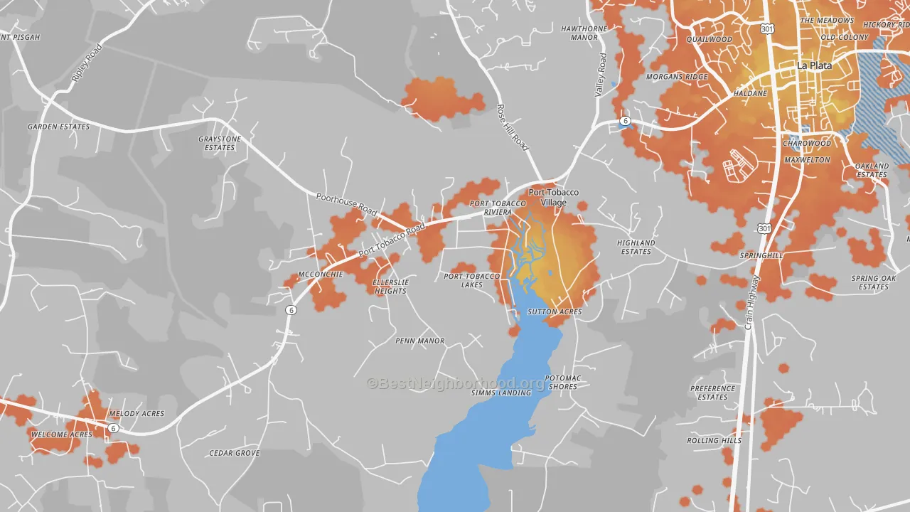 Bike Grade map of Port Tobacco, MD