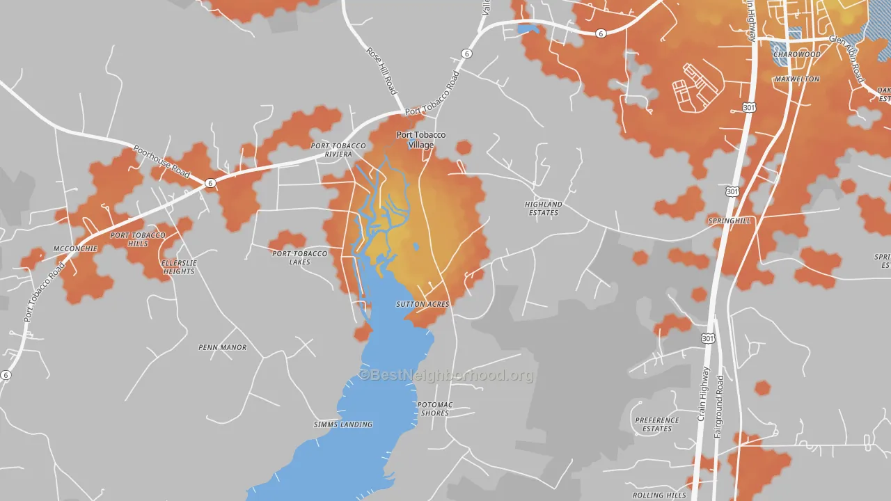 Bike Grade map of Port Tobacco Village, MD