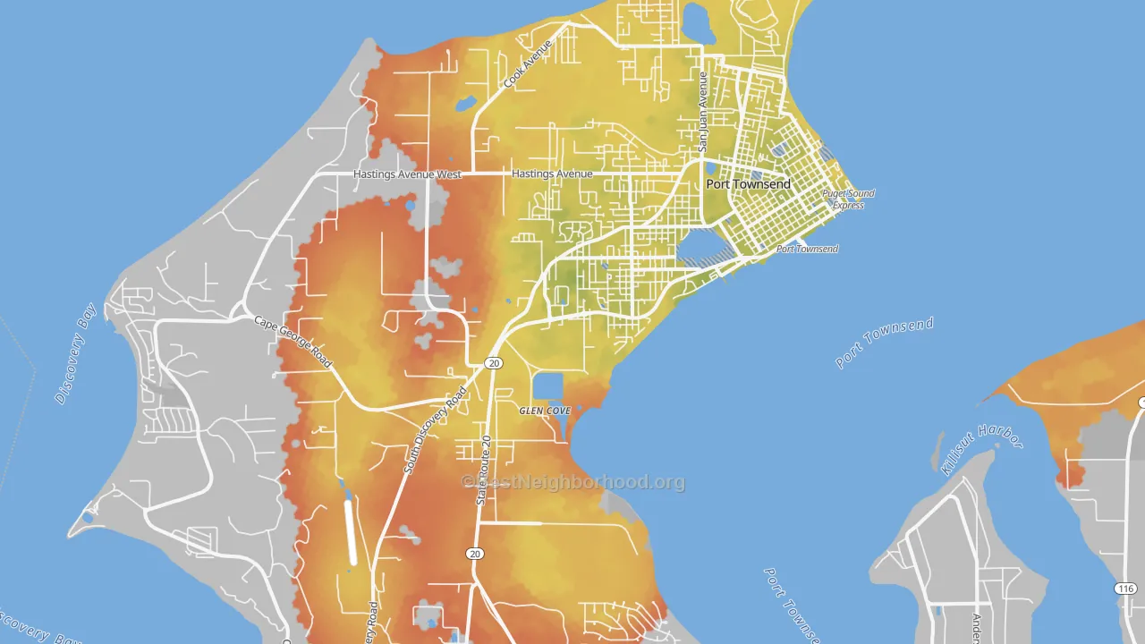 Bike Grade map of Port Townsend, WA