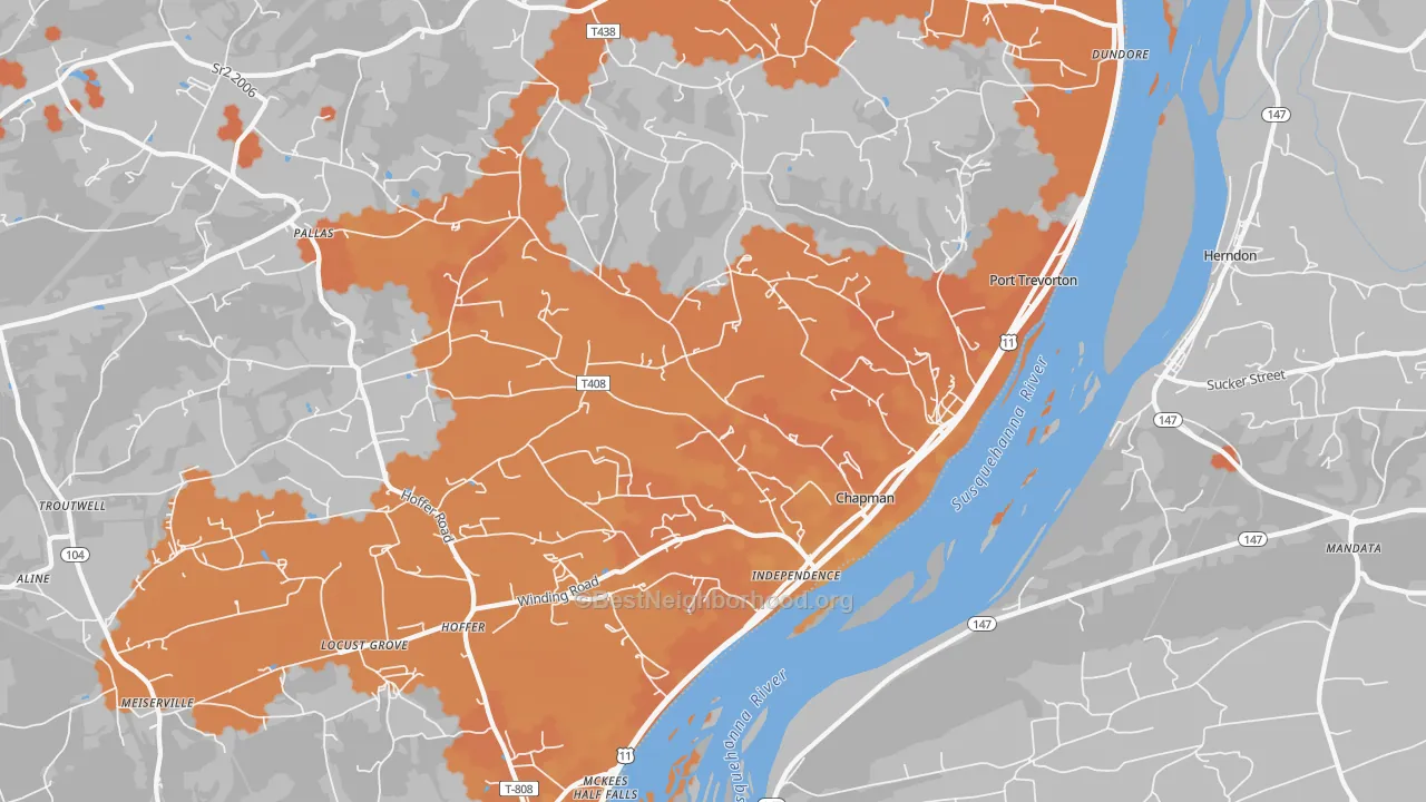 Bike Grade map of Port Trevorton, PA