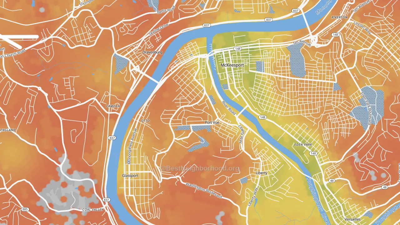 Bike Grade map of Port Vue, PA