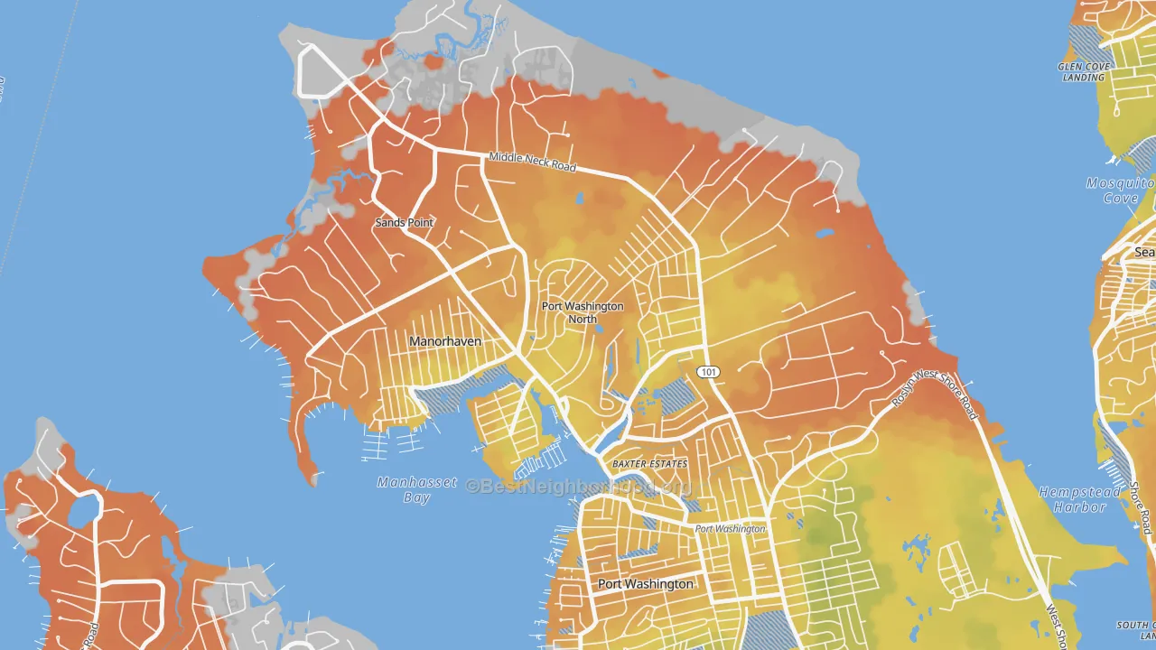 Bike Grade map of Port Washington North, NY