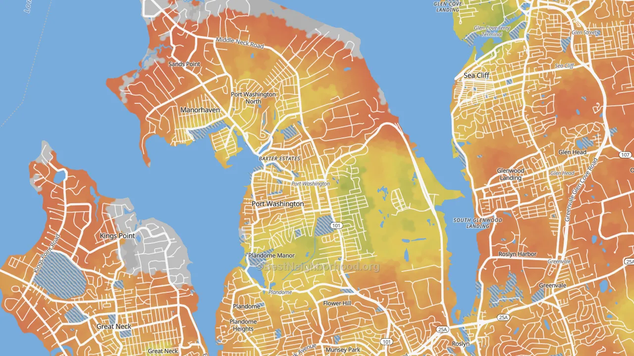 Bike Grade map of Port Washington, NY