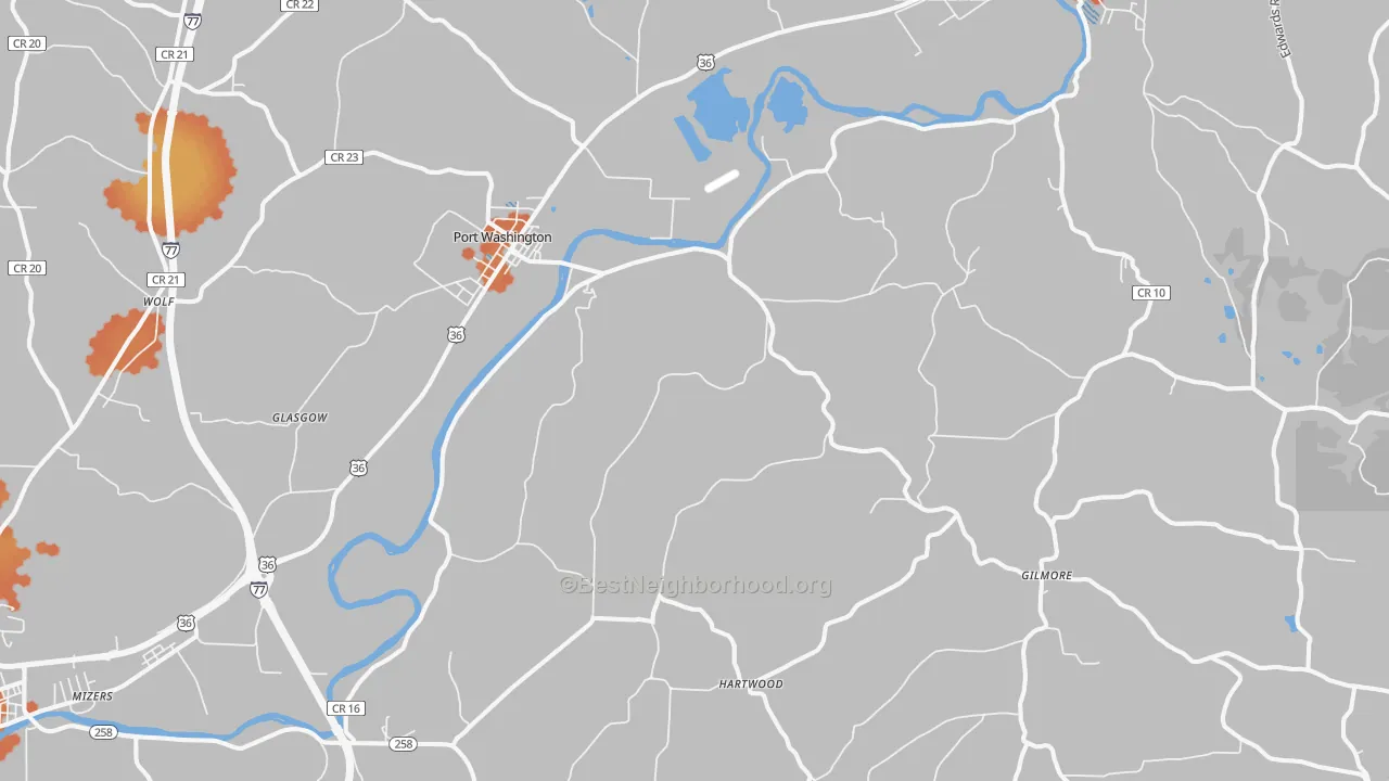 Bike Grade map of Port Washington, OH