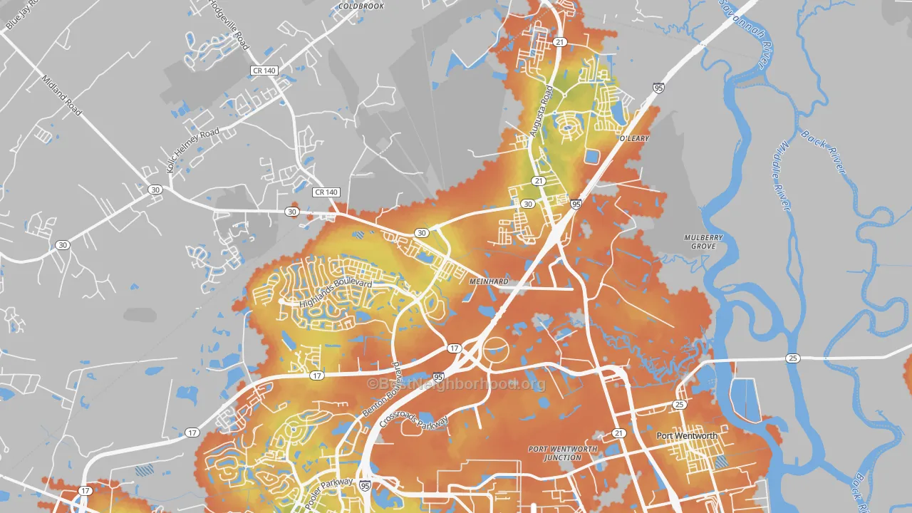 Bike Grade map of Port Wentworth, GA