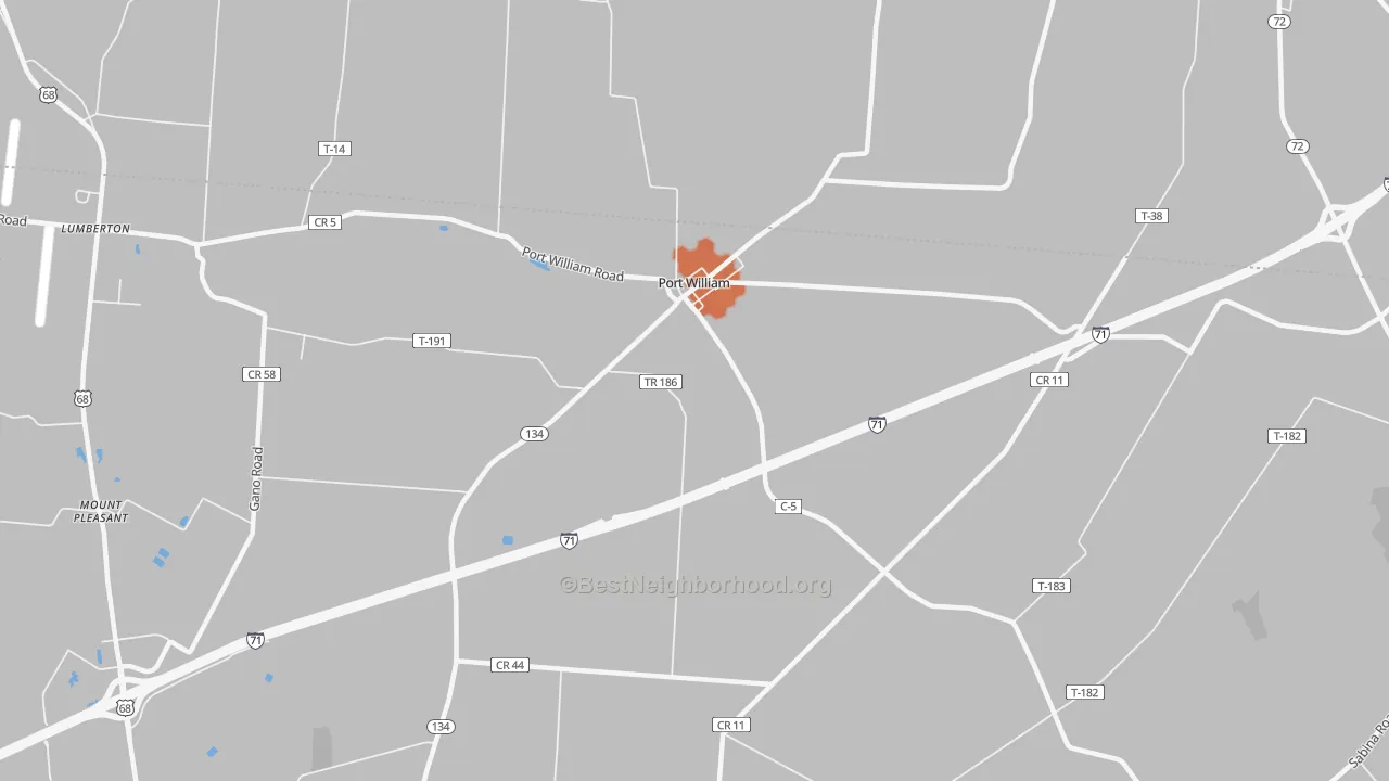 Bike Grade map of Port William, OH