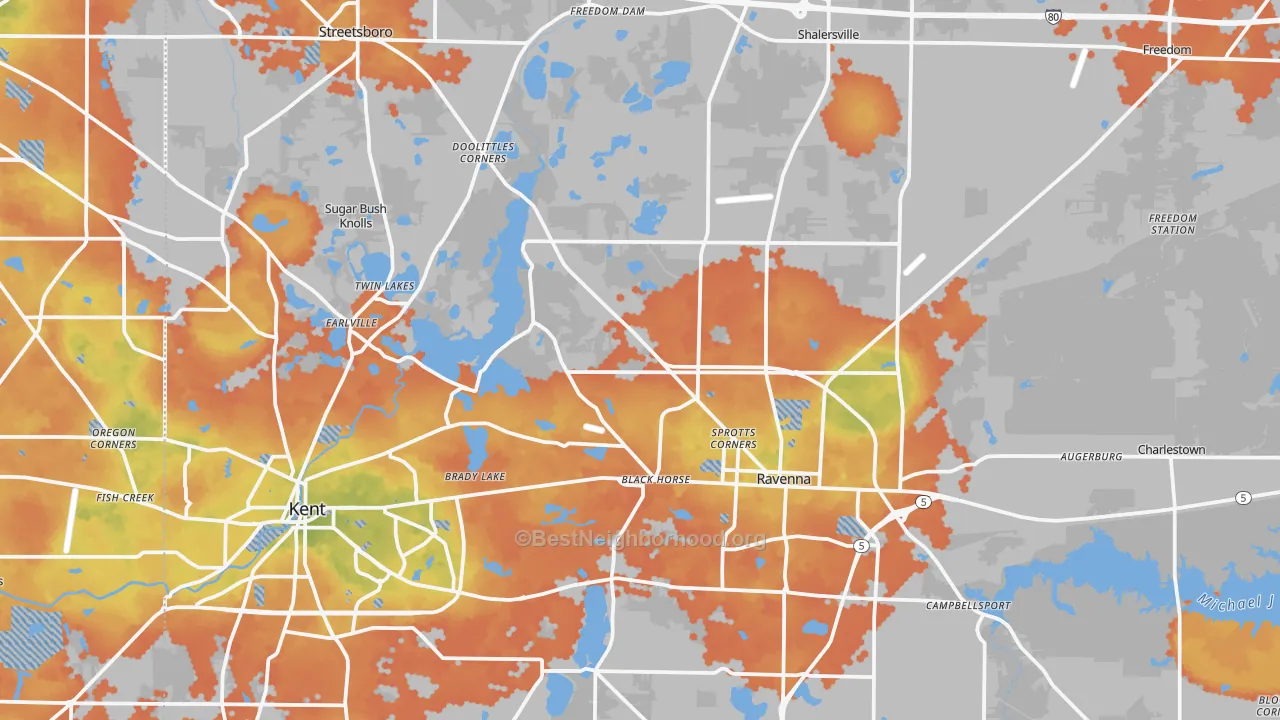Bike Grade map of Portage County, OH
