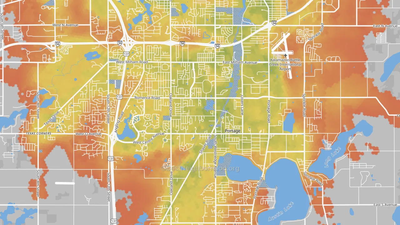 Bike Grade map of Portage, MI