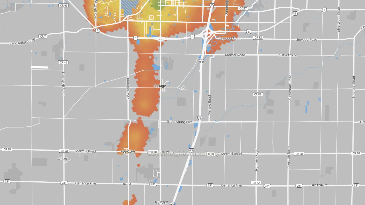 Bike Grade map of Portage, OH