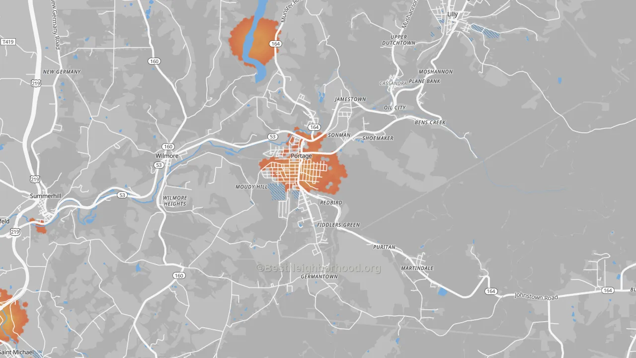 Bike Grade map of Portage, PA