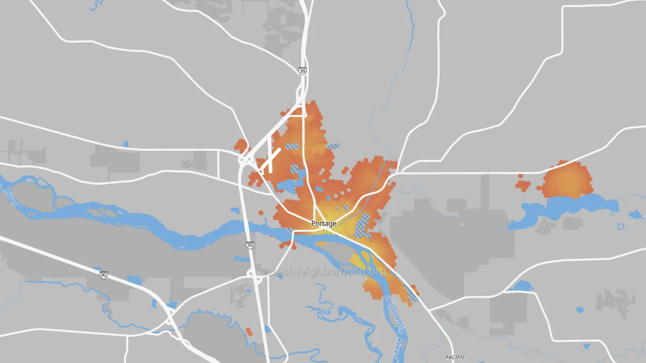 Bike Grade map of Portage, WI