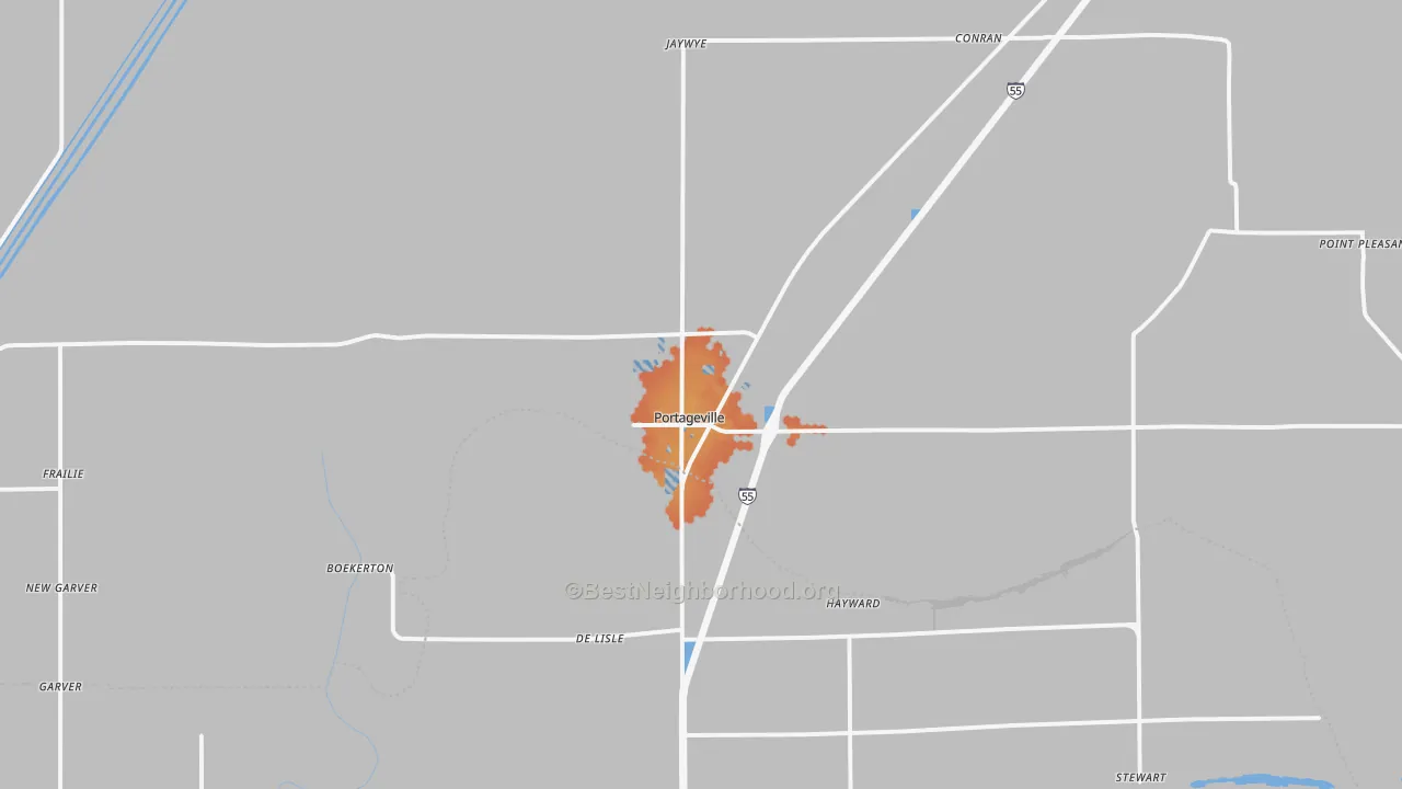 Bike Grade map of Portageville, MO