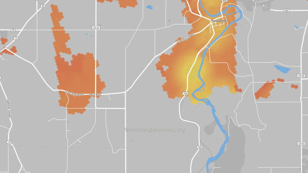 Bike Grade map of Portageville, NY