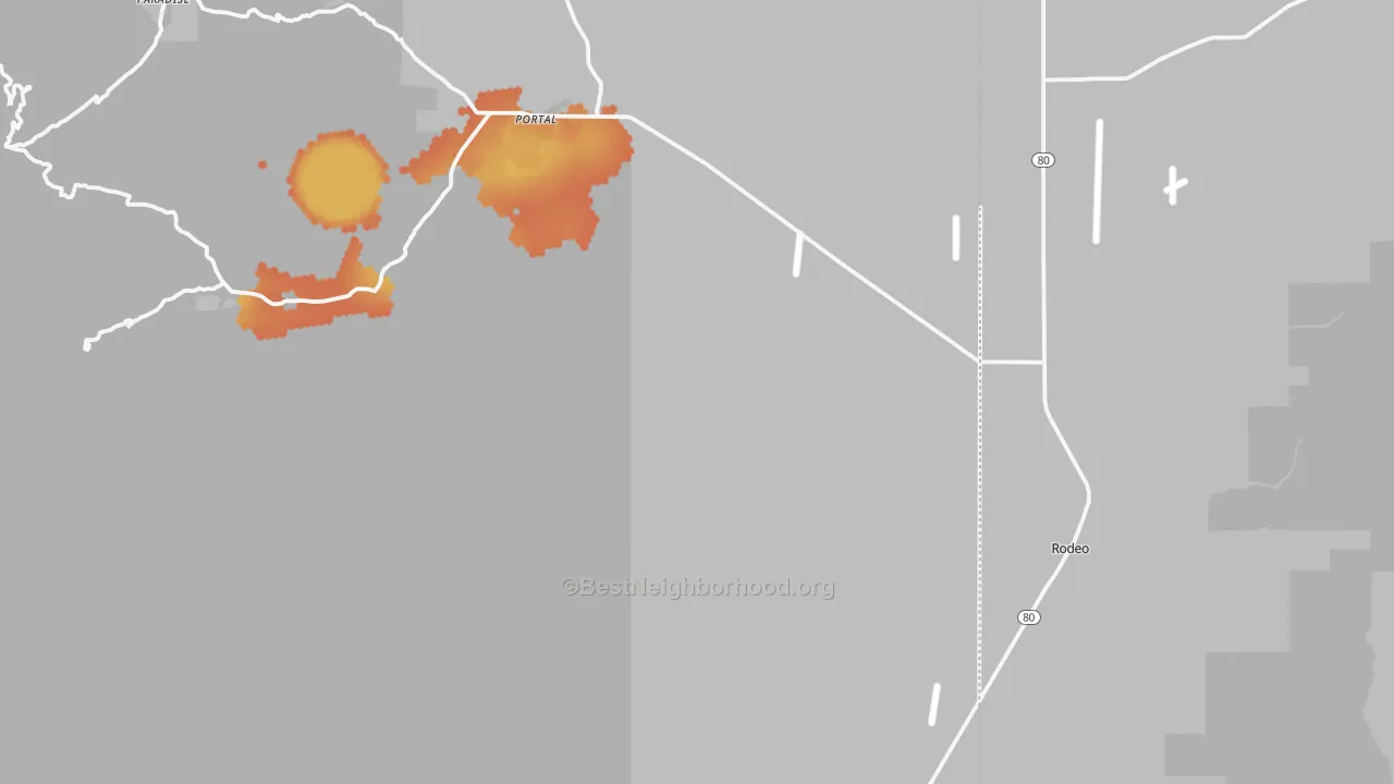 Bike Grade map of Portal, AZ