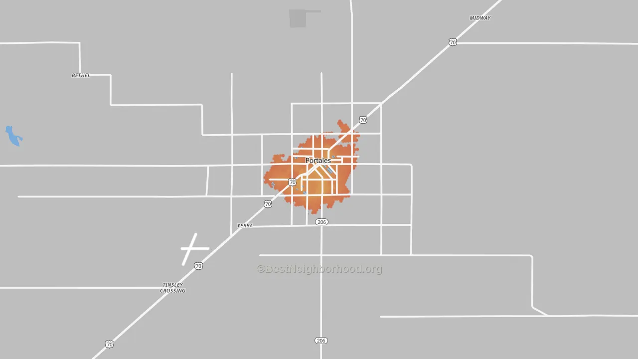 Bike Grade map of Portales, NM