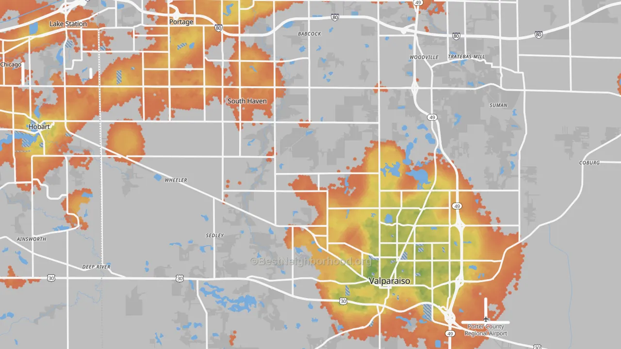 Bike Grade map of Porter County, IN