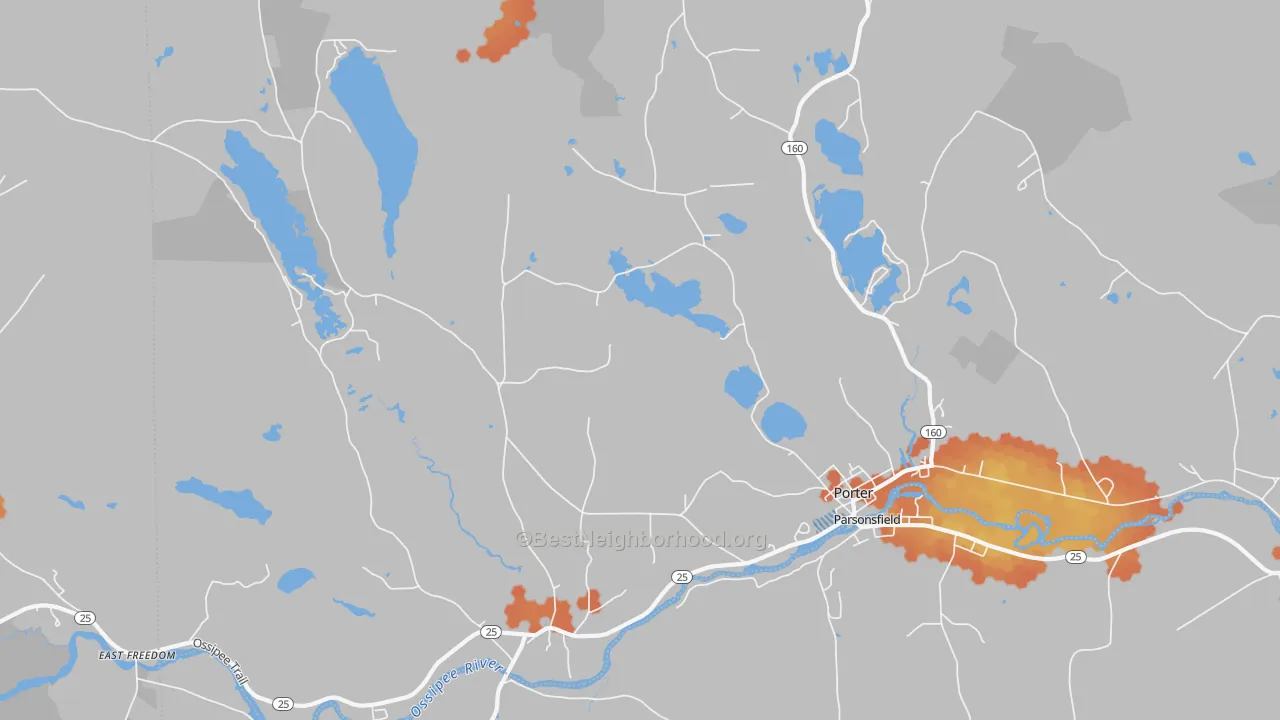 Bike Grade map of Porter, ME