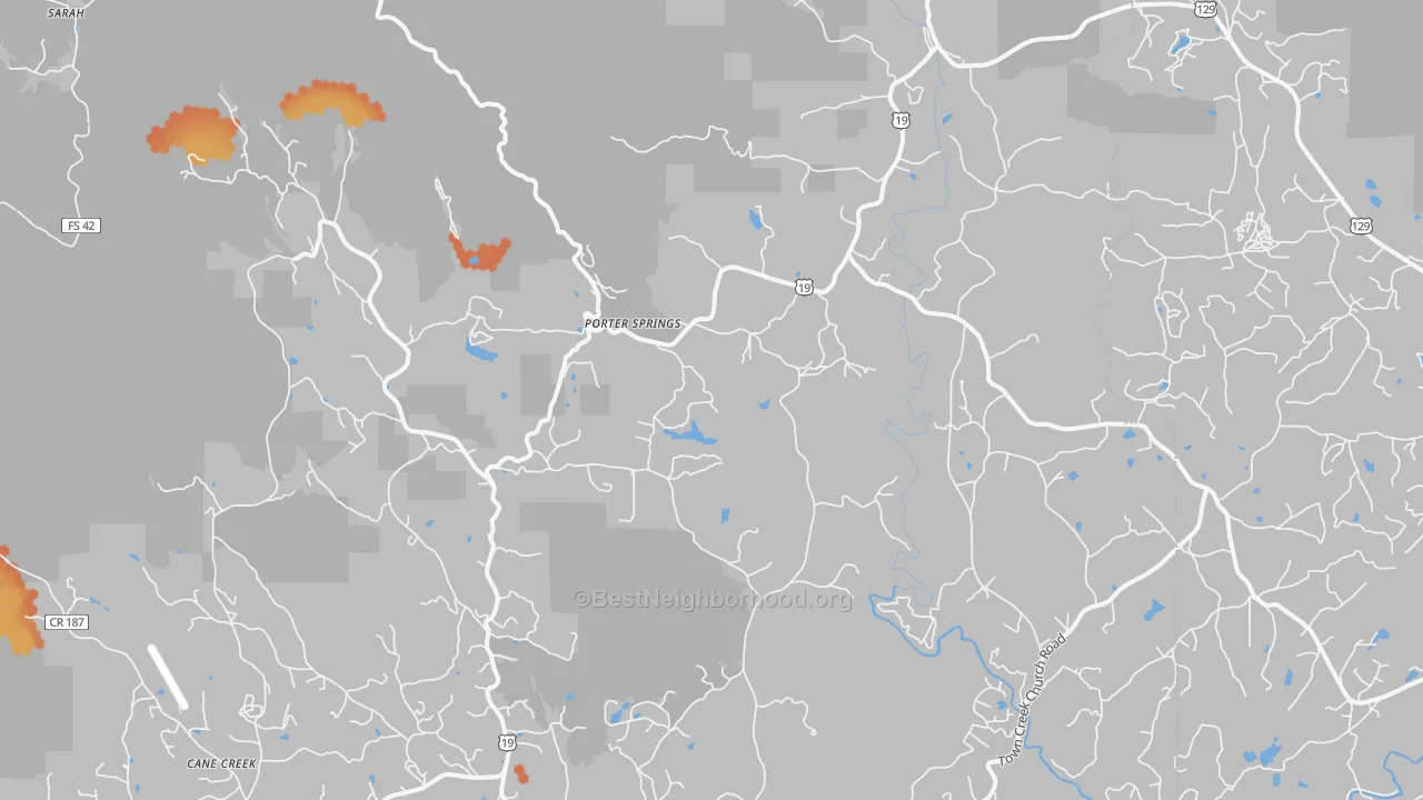 Bike Grade map of Porter Springs, GA