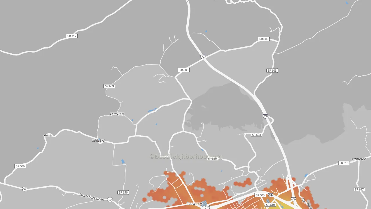 Bike Grade map of Porters Crossroads, VA