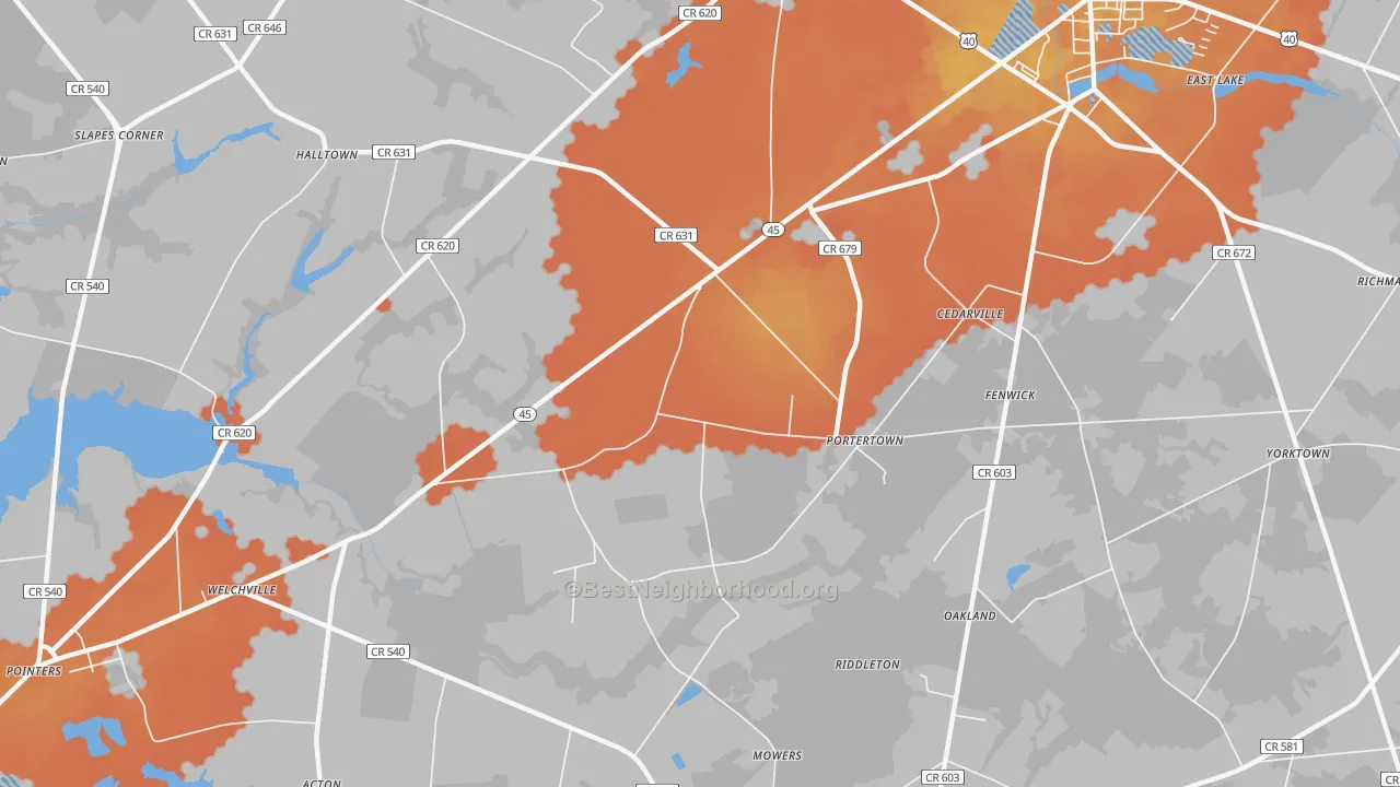 Bike Grade map of Portertown, NJ