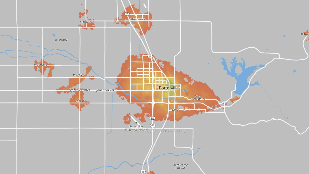 Bike Grade map of Porterville, CA