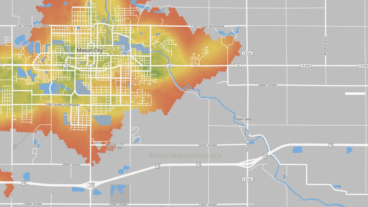 Bike Grade map of Portland, IA