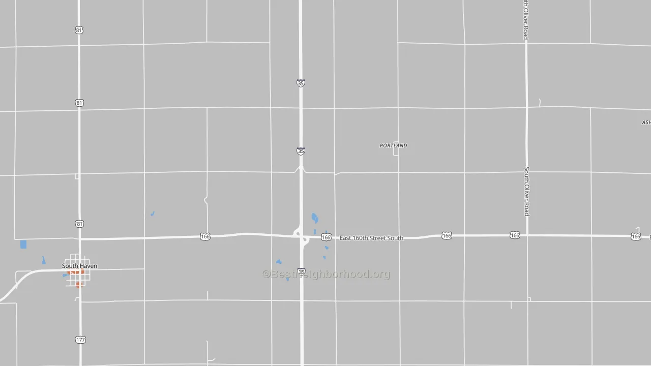 Bike Grade map of Portland, KS