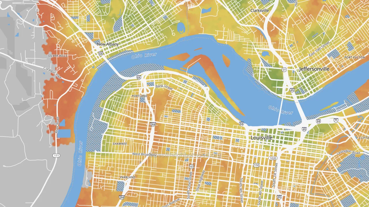 Bike Grade map of Portland, Louisville, KY