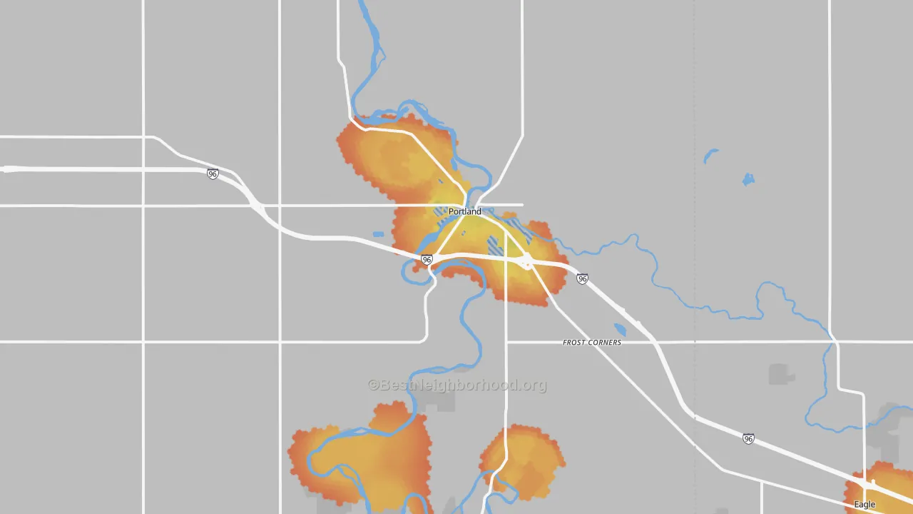 Bike Grade map of Portland, MI