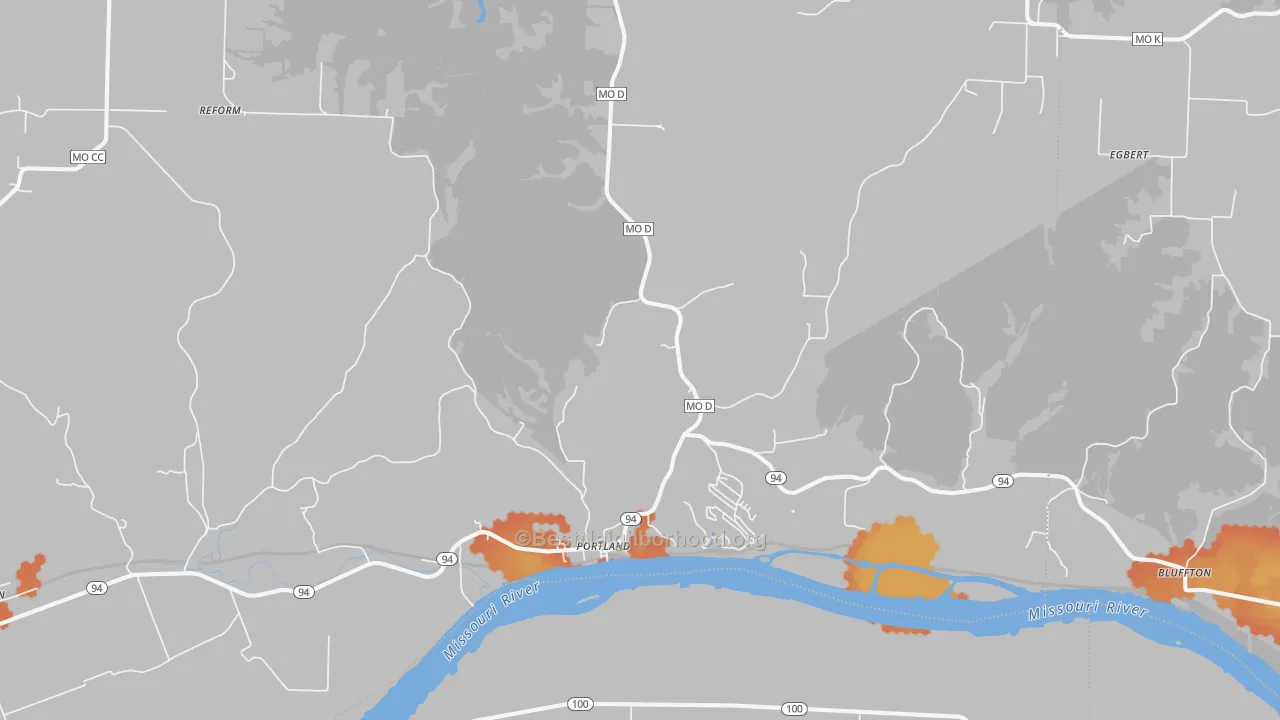 Bike Grade map of Portland, MO