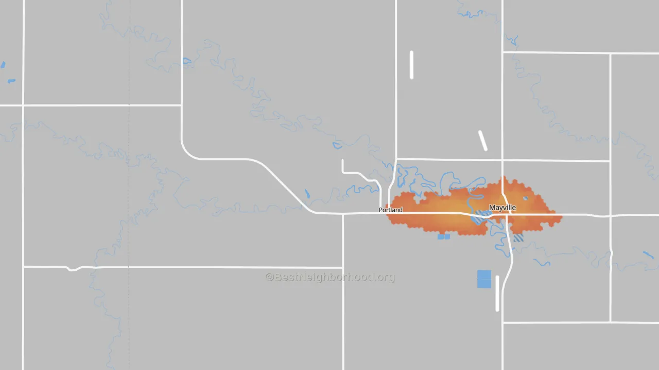 Bike Grade map of Portland, ND