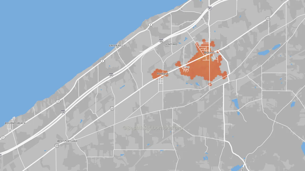 Bike Grade map of Portland, NY