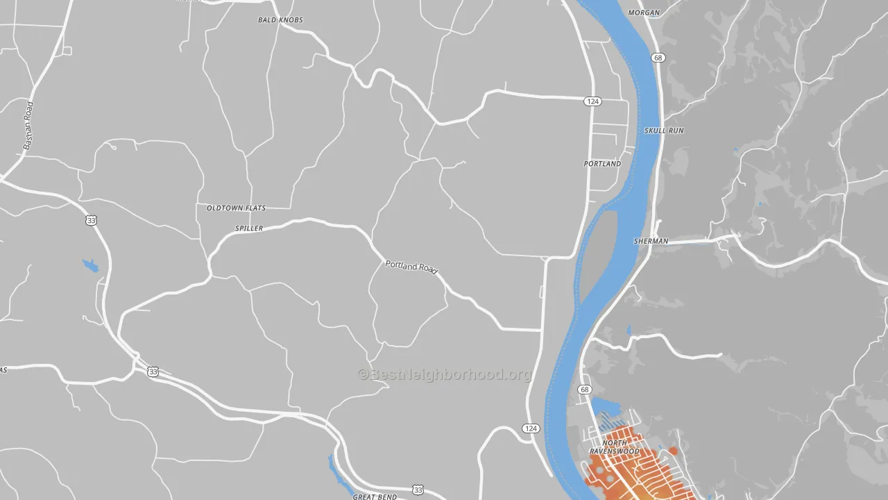 Bike Grade map of Portland, OH