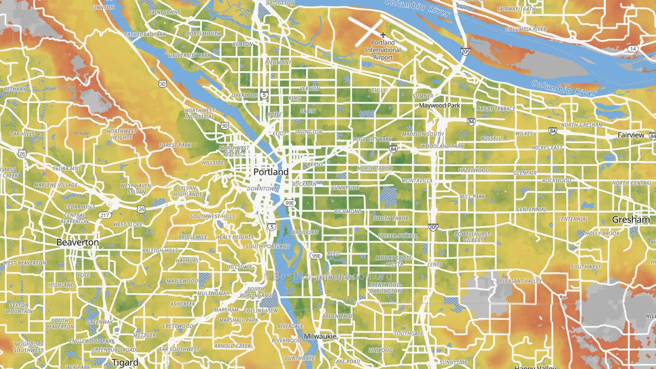 Bike Grade map of Portland, OR