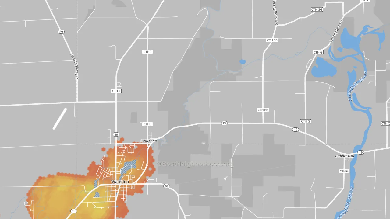 Bike Grade map of Portland, WI