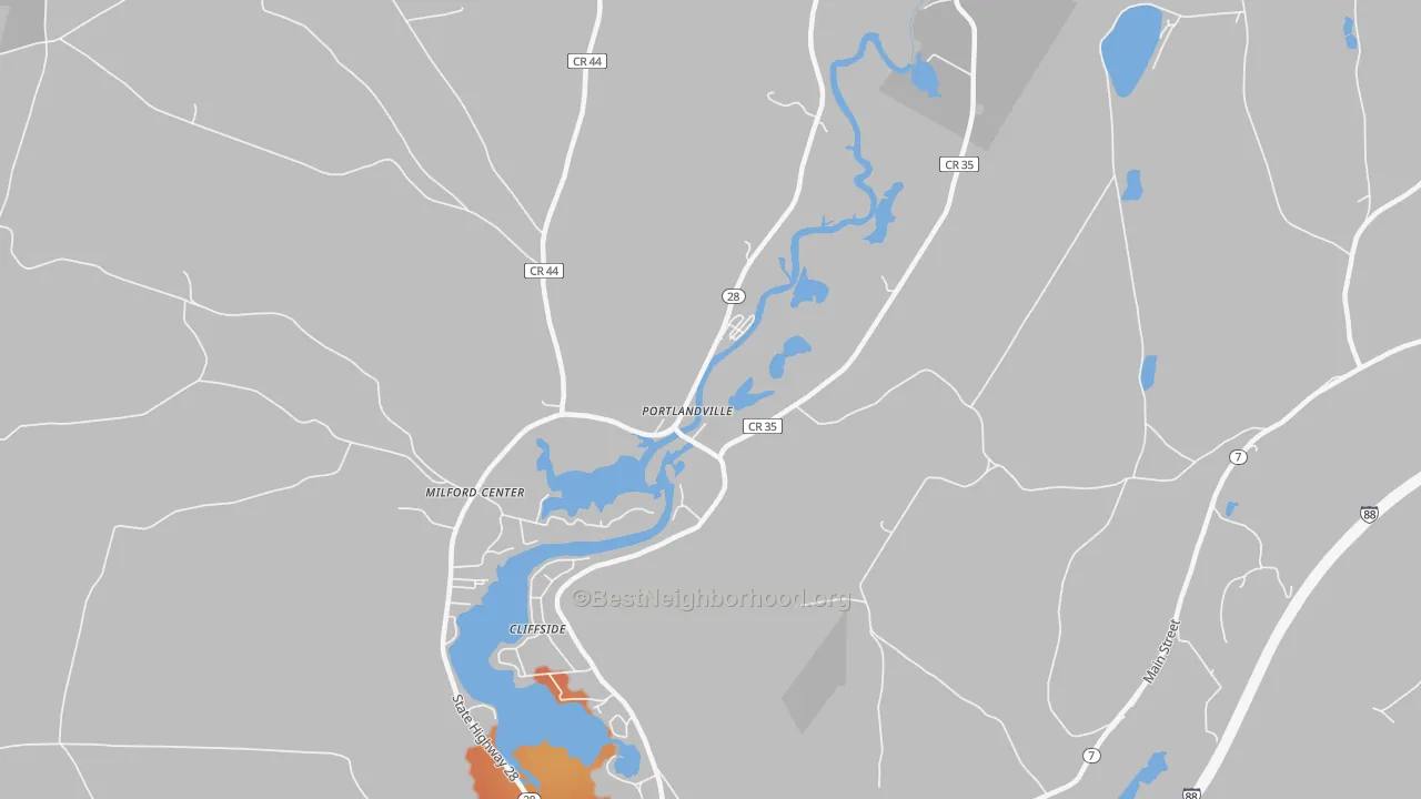 Bike Grade map of Portlandville, NY